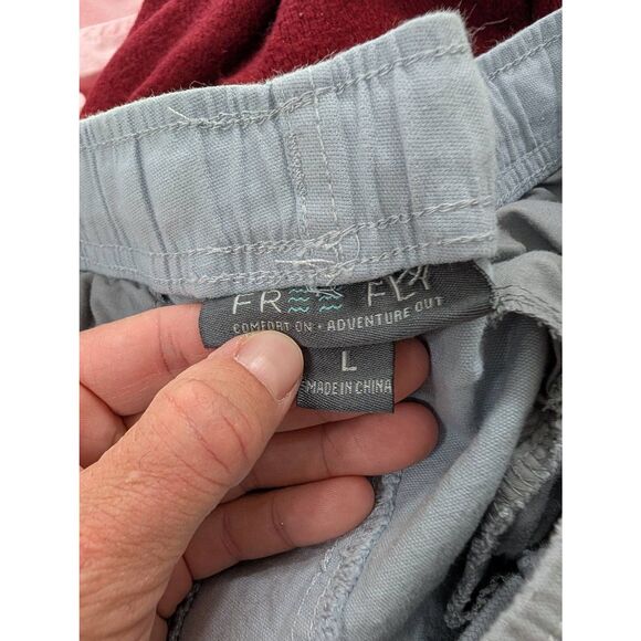 Free Fly Stretch Canvas Shorts men's large light blue pull‎ on elastic waist - Picture 5 of 7